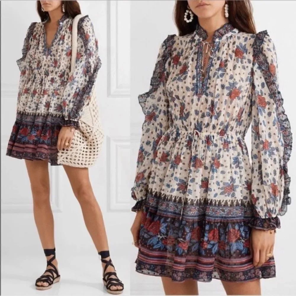 Ulla Johnson Dani Floral Silk Ruffle Mini Dress